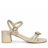 Saint Oryn Off-White Knot Trim Block Heels