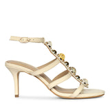 Saint Xiomara Gem T-Strap Off White Leather Stilettos