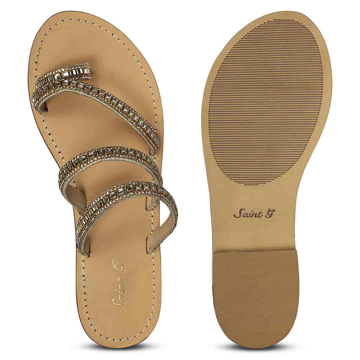 Saint Amber Stone Gold Leather Flats