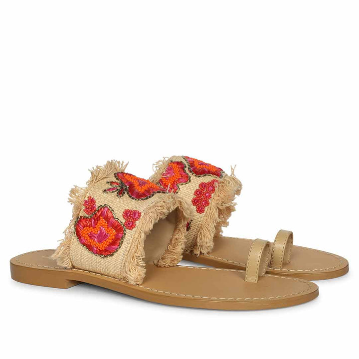 Saint Coral Leather Flat