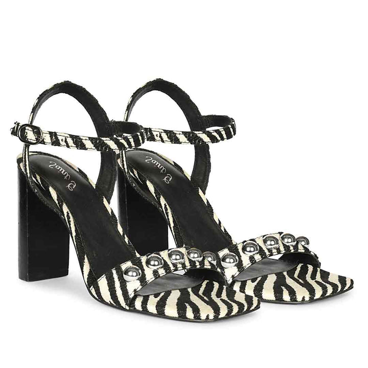 Saint Avery White Leopard Raffia High Block Heels