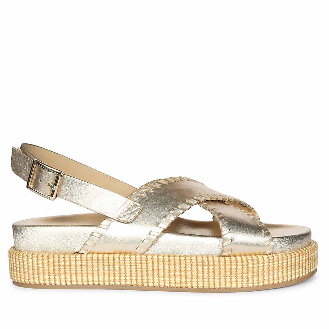 Saint Luma Gold Leather Platform Sandals