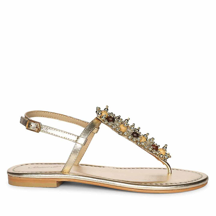 Saint Kierel Jeweled Platin Leather Flats