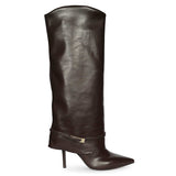 Saint Aitana Fold-Over Dark Brown Vegan Leather Knee-High Boots