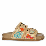 Saint Keisha Boho Fringe Embroidered Footbed Sandals