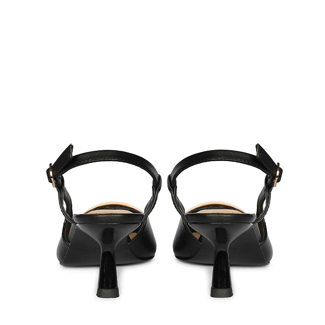 Saint Inara Black Leather Slingback Heels