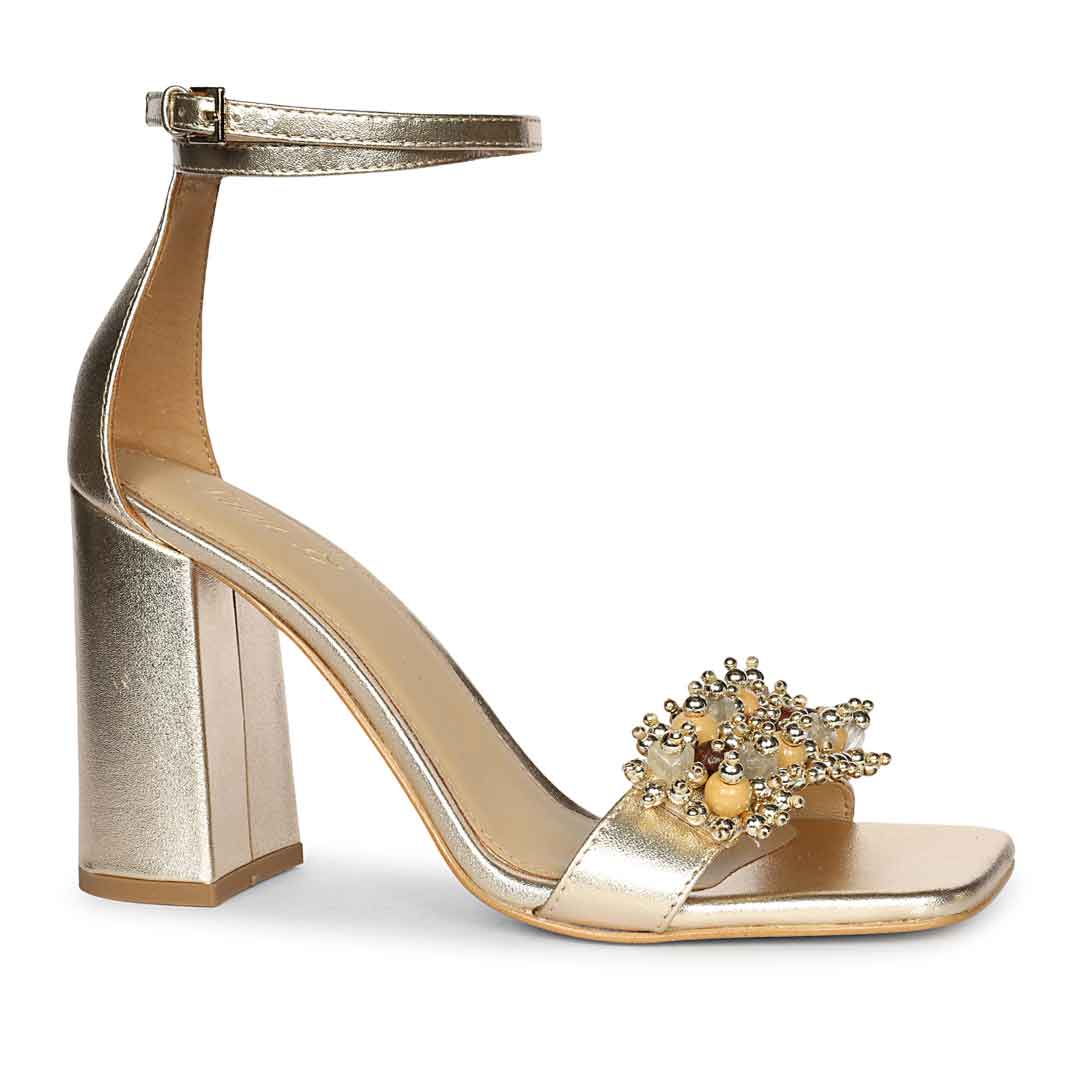 Saint Raquel Jewel Platin Leather Block Heels