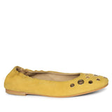 Saint Tesslyn Yellow Suede Eyelet Embellished Ballerinas