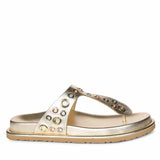 Saint Raelyn Eyelet Gold Leather Footbed Sandals