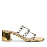 Saint Ivo Stud Embellished Gold Block Heels