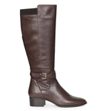 Saint Areti Gold Buckle Brown Leather Knee High Boots