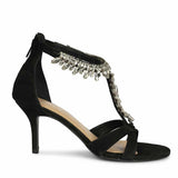 Saint Celestia Stone Embellished Black Leather Stilettos