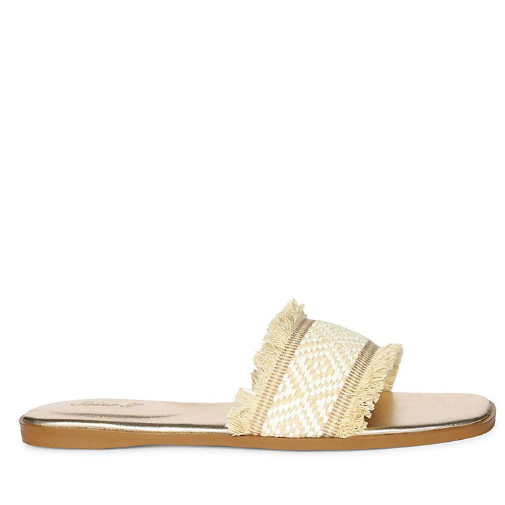 Saint Noor Luxe Crystal Net Beige White Leather