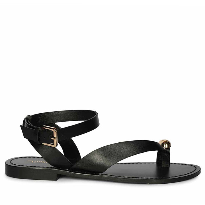 Saint Black Leather Flat