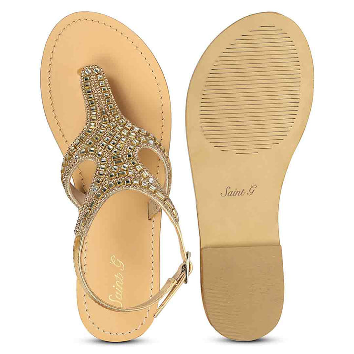Saint Glaze Stone Gold Leather Flats