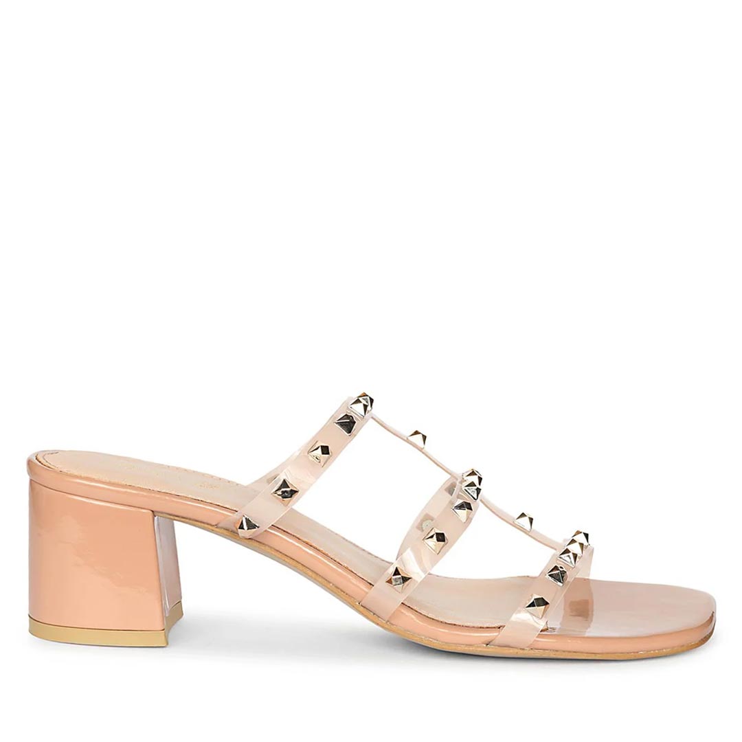 Saint Novara Metal Studded Blush Vegan Leather Heels