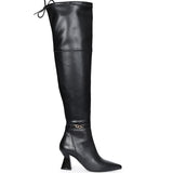 Saint Feline Chain Black Vegan Leather Over-the-Knee Boots