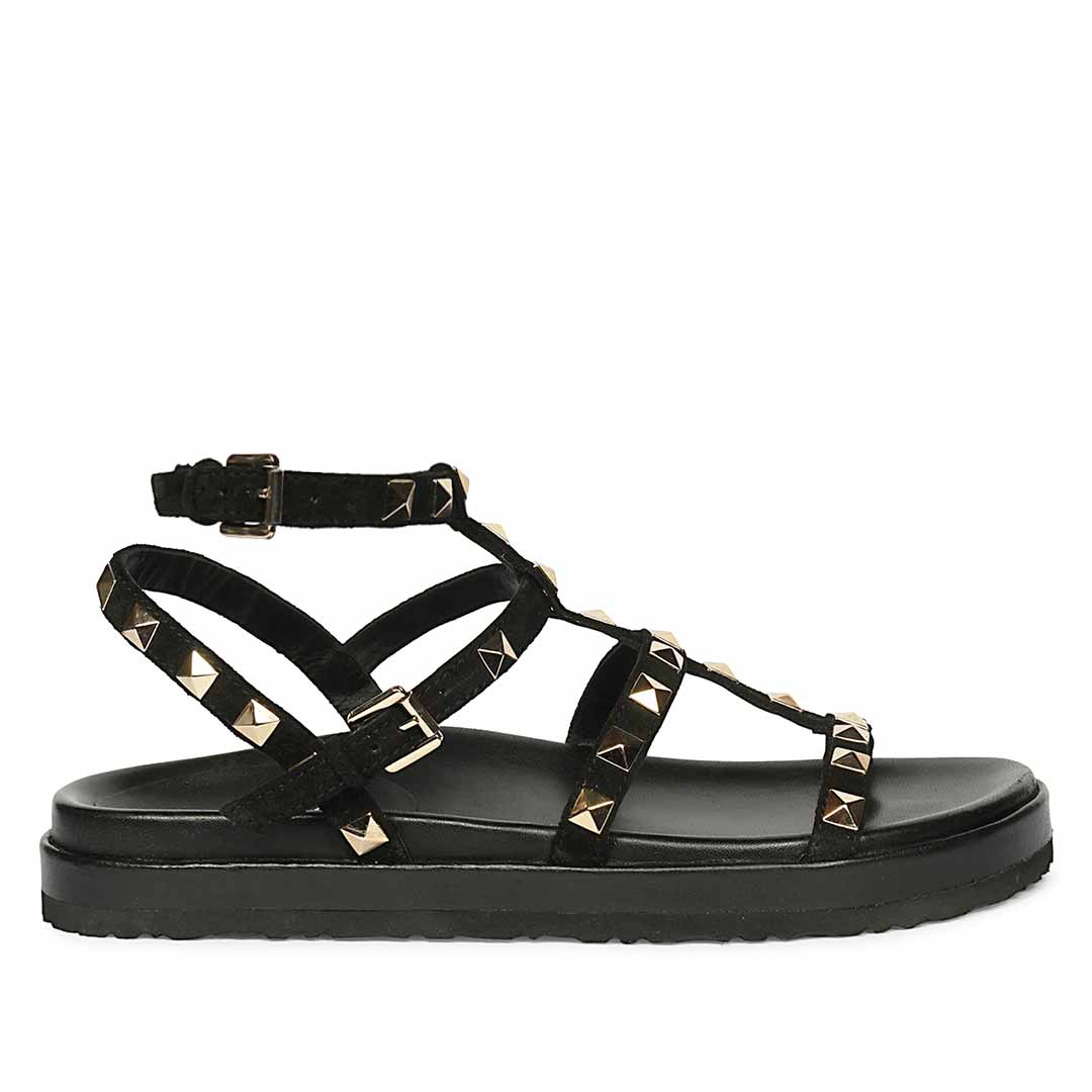 Saint Tessa Black Studded Leather Footbed Sandals