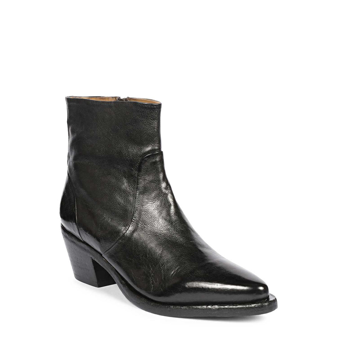 Saint Emelia Black Leather Washed Ankle Boot