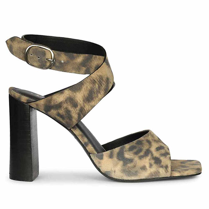 Saint Maelle Leopard Suede Leather Heels