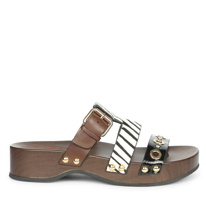 Saint Avely Embellished Brown Leather Platform Sandals