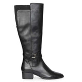Saint Areti Buckle Black Leather Knee High Boots