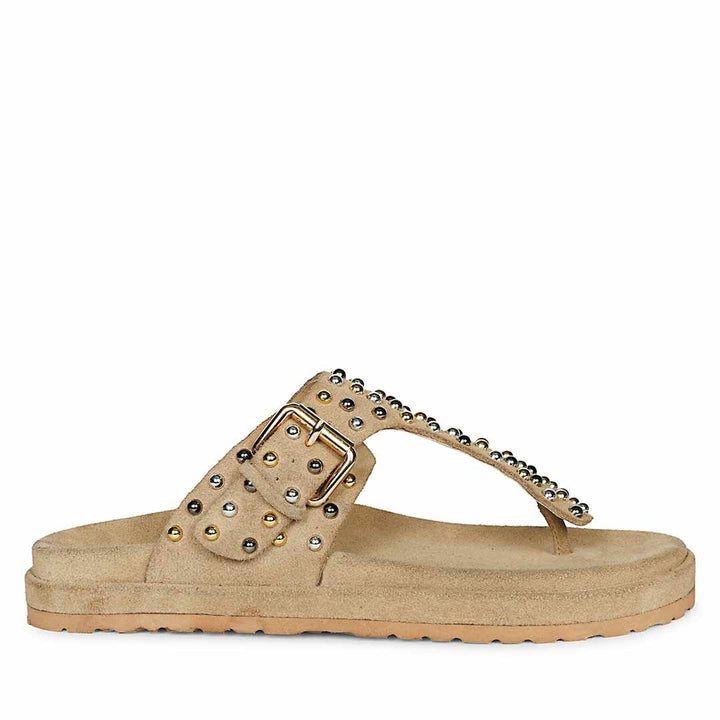 Saint Roma Studded Beige Footbed Sandals