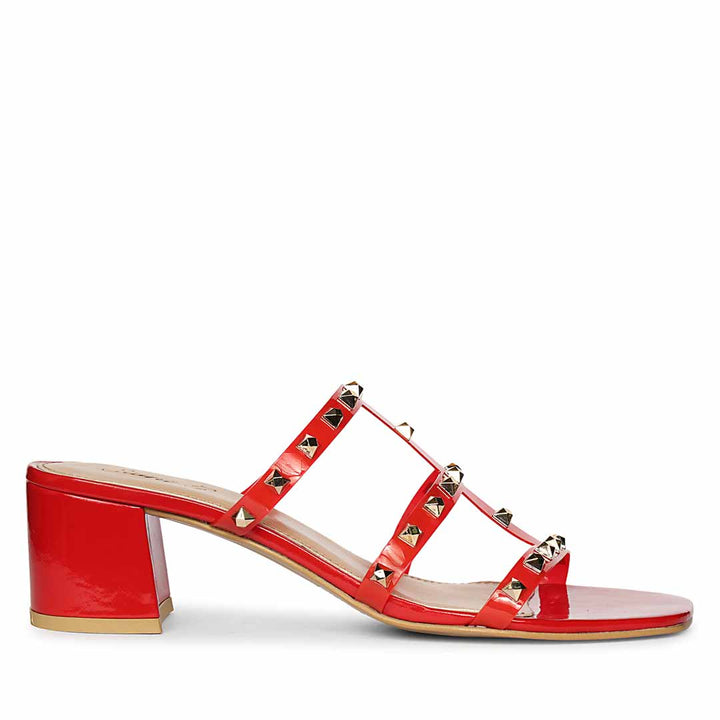 Saint Mavis Gold Studs Red Block Heels