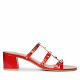Saint Mavis Gold Studs Red Block Heels