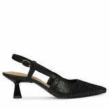 Saint Trinity Crystal Glimmer Slingback Black Leather Heels