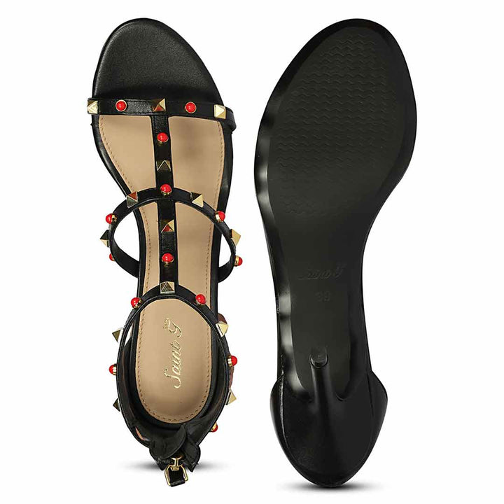 Saint Juniper Studded Black Leather Stilettos