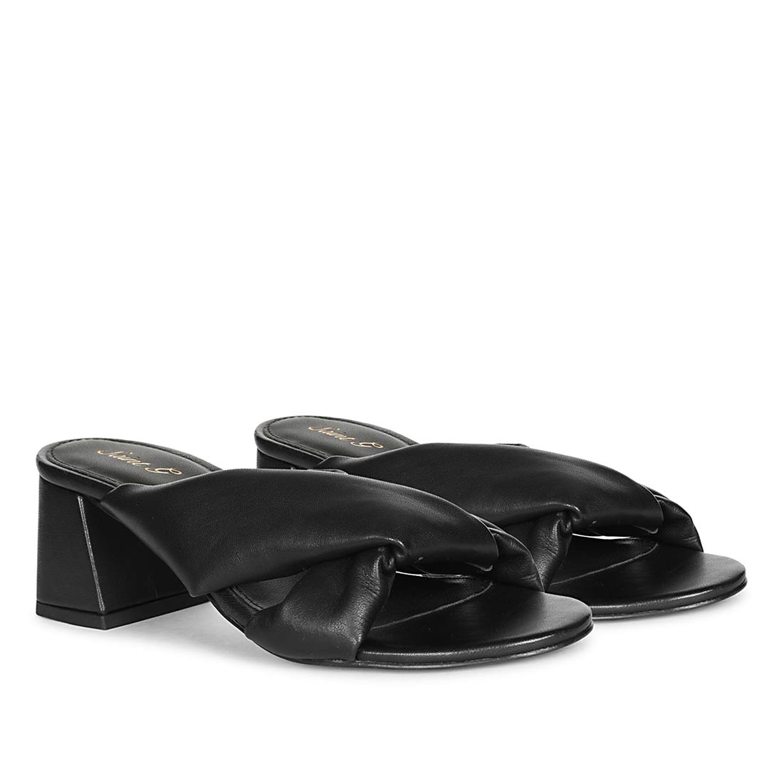 Saint Athena Black Glove Leather Block Heels