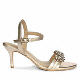 Saint Brittany Crystal Stone Gold Leather Stilettos