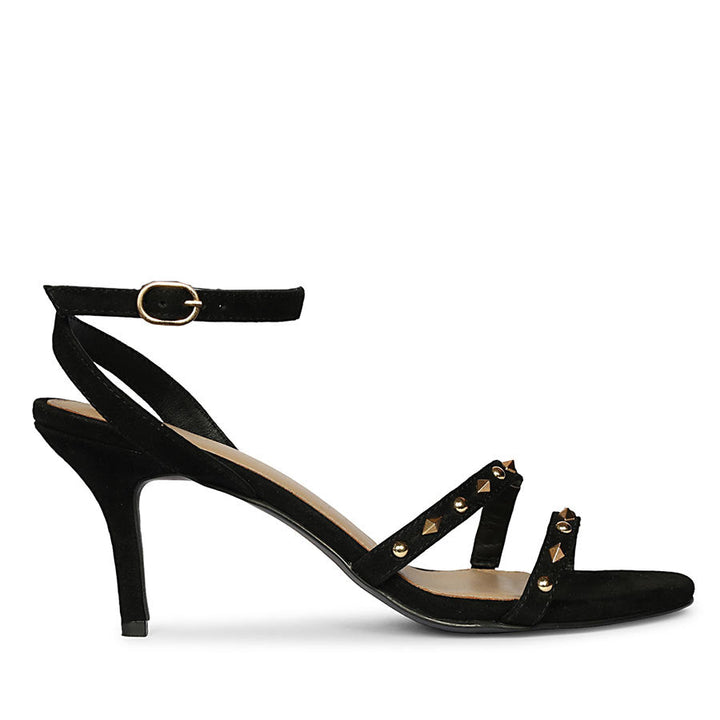 Saint Dovie Studded Black Suede Leather Stilettos