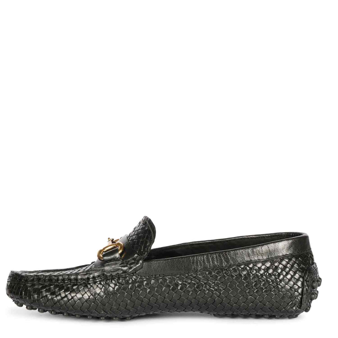 Saint Lucy Black Woven Leather Loafers