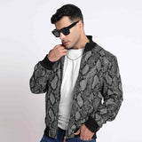 Saint Milly Grey Leather Men's Bomber Style Jackets