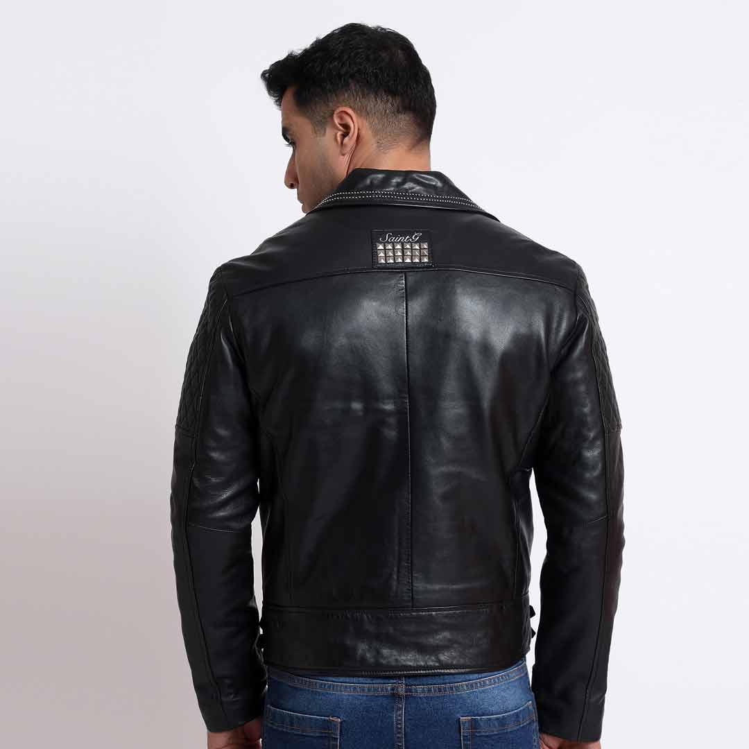 Saint Andre Black Leather Men's Biker Jackets