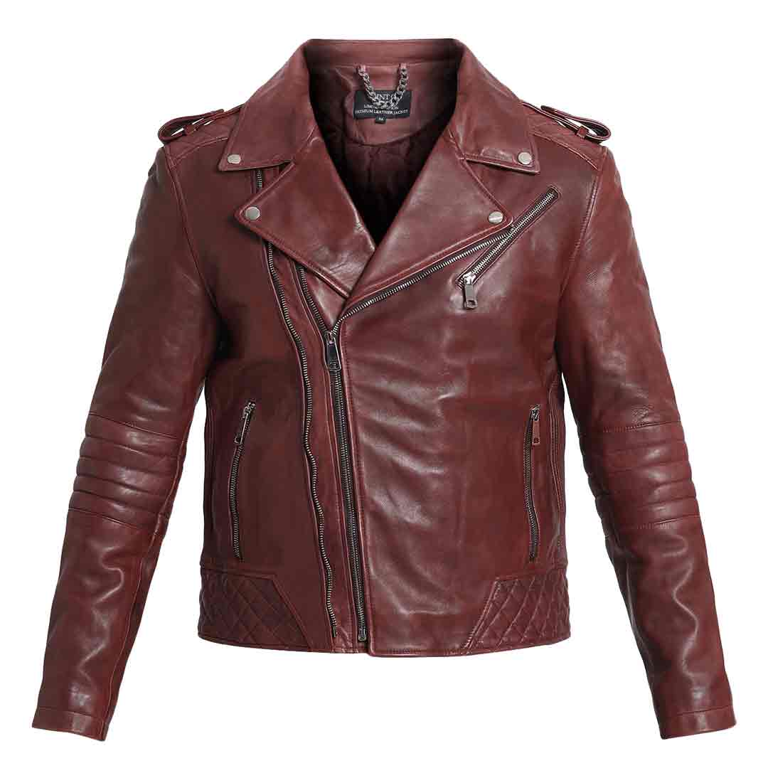 Saint Fabio Men Burgundy Leather Biker Style Jackets – SaintG USA