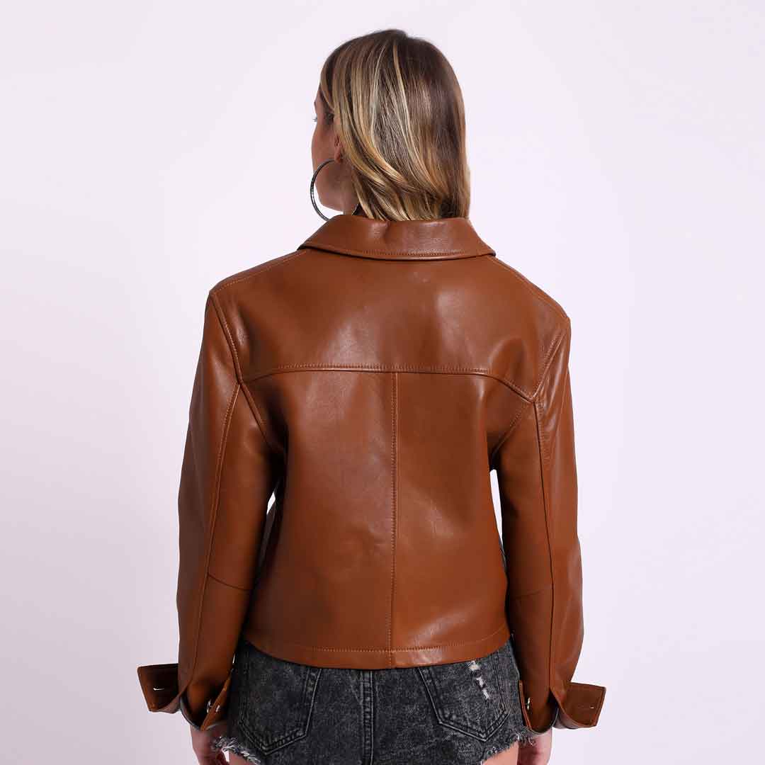 Saint Ray Cuoio Leather Women Collar Jackets