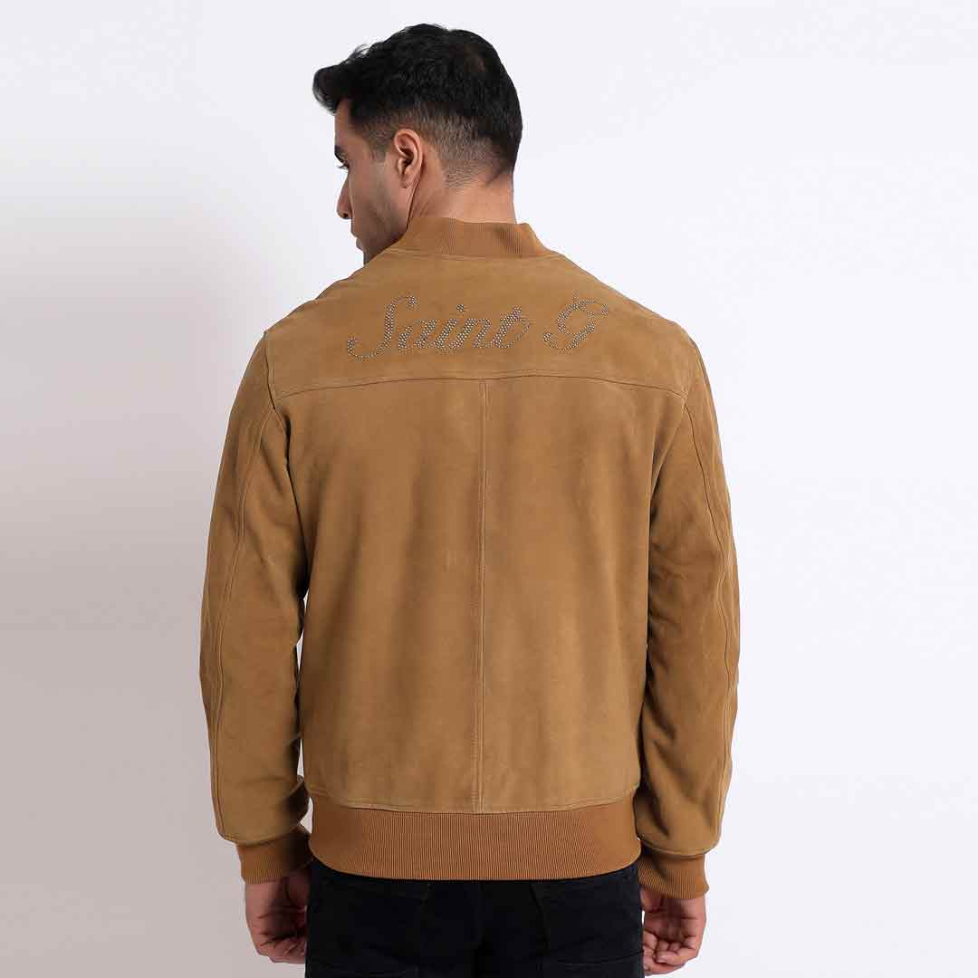 Saint Lorenzo Tan Leather Men's Bomber Style Jackets