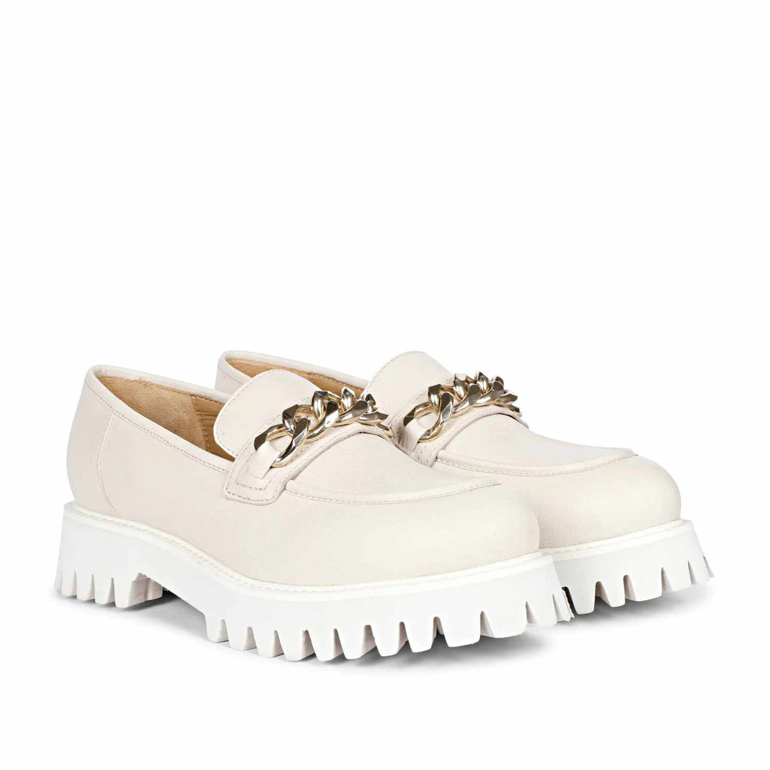 Off-White Leather Moccasins - Saint Clara Collection: Stylish and comfortable shoes