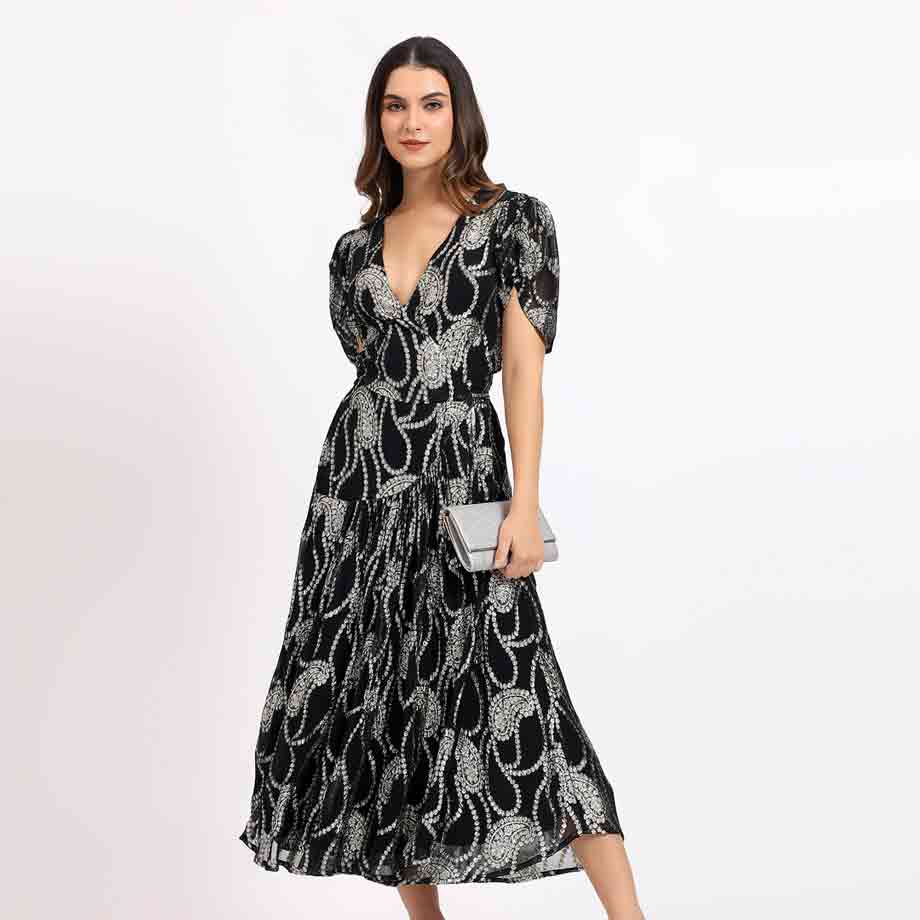 Saint Maisie Womens Black Colour Printed Long Dress