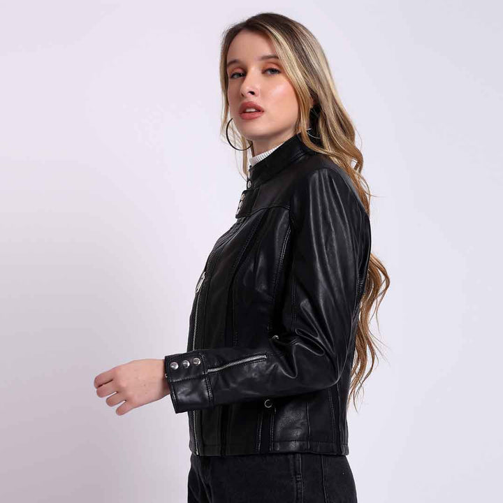 Saint Amaya Black Leather Women Cafe Racer Jackets