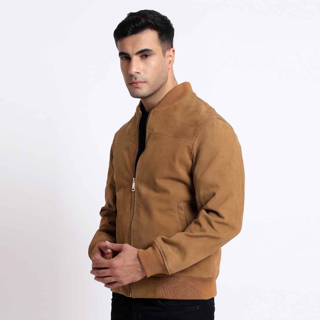 Saint Lorenzo Tan Leather Men's Bomber Style Jackets