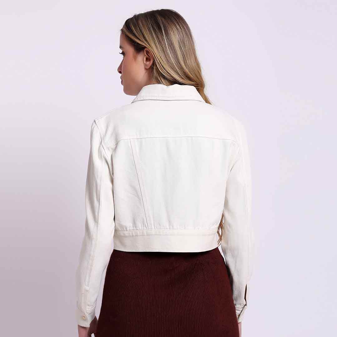 Saint Noemi  Women White Denim Collar Jackets