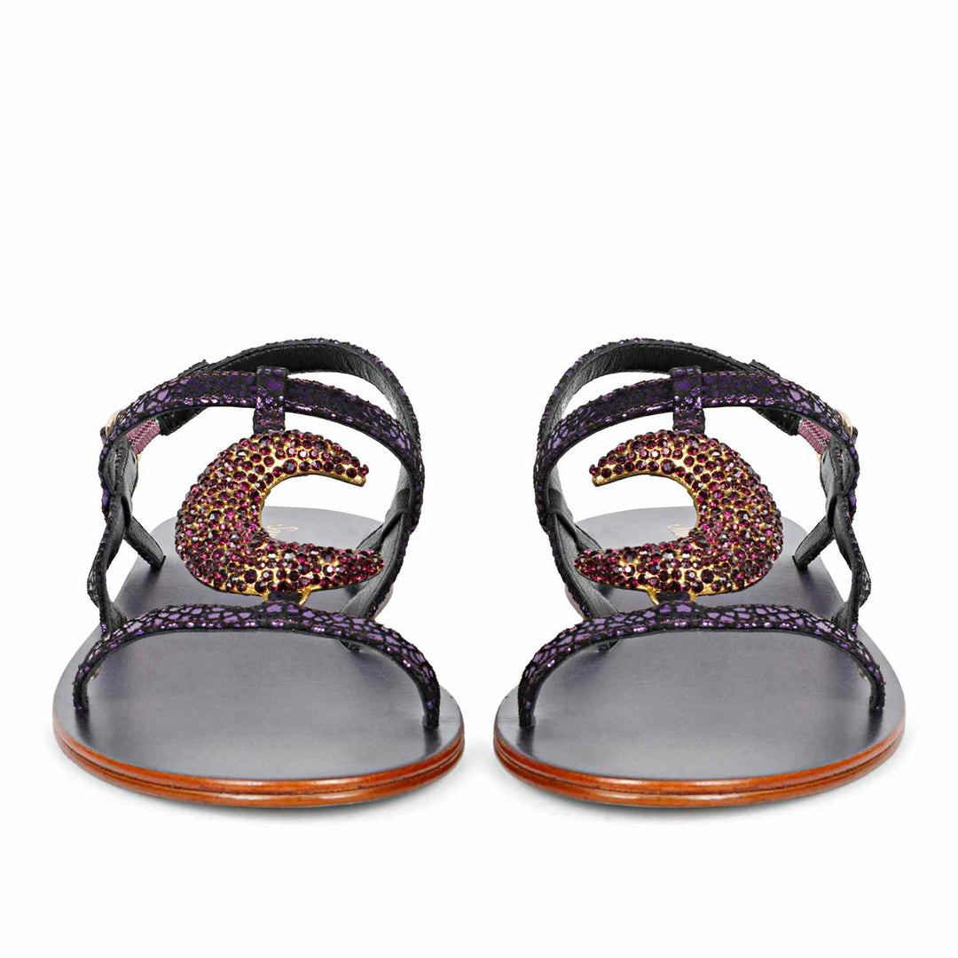 Saint Daisy Purple Leather Flat Sandal