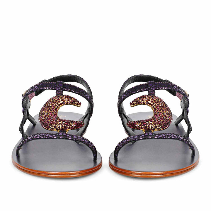 Saint Daisy Purple Leather Flat Sandal