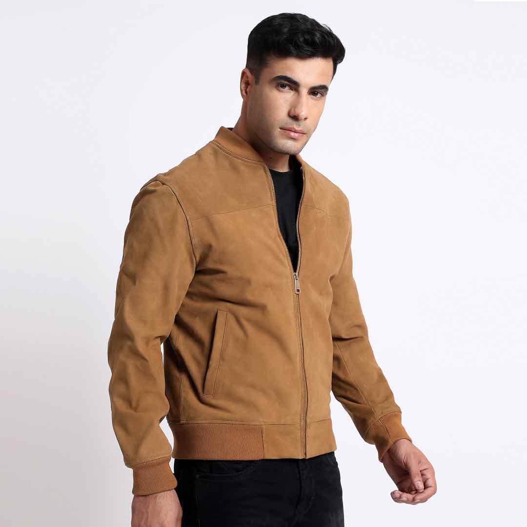 Saint Lorenzo Tan Leather Men's Bomber Style Jackets