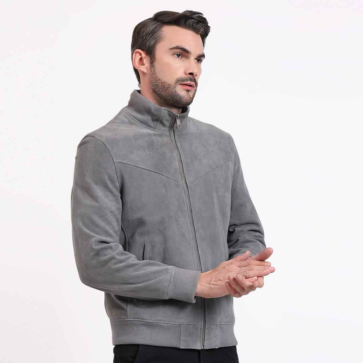 Saint Parc Grey Leather Men's Jackets