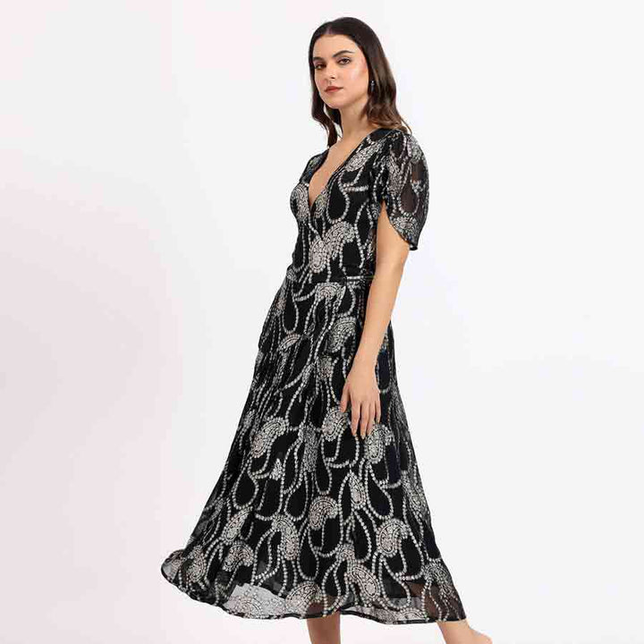 Saint Maisie Womens Black Colour Printed Long Dress